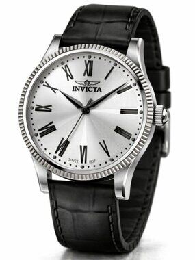 $179 Invicta Mens Celestial 43mm Quartz Genuine Black Leather Watch (50486) NIB